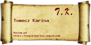 Tomecz Karina névjegykártya